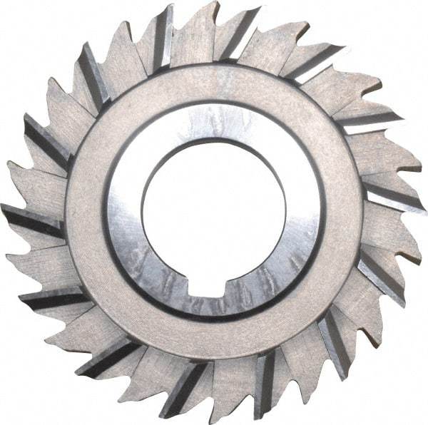 Made in USA - 3" Blade Diam x 1/4" Blade Thickness, 1" Hole, 28 Teeth, High Speed Steel Side Chip Saw - Staggered Tooth, Arbor Connection, Right Hand Cut, Uncoated, with Keyway - Exact Tool & Supply