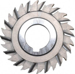 Made in USA - 3" Blade Diam x 1/4" Blade Thickness, 1" Hole, 28 Teeth, High Speed Steel Side Chip Saw - Staggered Tooth, Arbor Connection, Right Hand Cut, Uncoated, with Keyway - Exact Tool & Supply