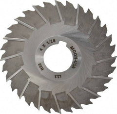 Made in USA - 4" Blade Diam x 1/16" Blade Thickness, 1" Hole, 32 Teeth, High Speed Steel Side Chip Saw - Staggered Tooth, Arbor Connection, Right Hand Cut, Uncoated, with Keyway - Exact Tool & Supply