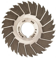 Made in USA - 4" Blade Diam x 3/32" Blade Thickness, 1" Hole, 32 Teeth, High Speed Steel Side Chip Saw - Staggered Tooth, Arbor Connection, Right Hand Cut, Uncoated, with Keyway - Exact Tool & Supply