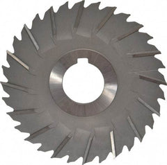 Made in USA - 4" Blade Diam x 1/8" Blade Thickness, 1" Hole, 32 Teeth, High Speed Steel Side Chip Saw - Staggered Tooth, Arbor Connection, Right Hand Cut, Uncoated, with Keyway - Exact Tool & Supply