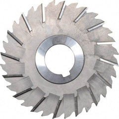 Made in USA - 4" Blade Diam x 5/32" Blade Thickness, 1" Hole, 32 Teeth, High Speed Steel Side Chip Saw - Staggered Tooth, Arbor Connection, Right Hand Cut, Uncoated, with Keyway - Exact Tool & Supply