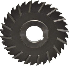 Made in USA - 4" Blade Diam x 1/4" Blade Thickness, 1" Hole, 32 Teeth, High Speed Steel Side Chip Saw - Staggered Tooth, Arbor Connection, Right Hand Cut, Uncoated - Exact Tool & Supply