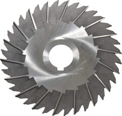 Made in USA - 5" Blade Diam x 3/32" Blade Thickness, 1" Hole, 36 Teeth, High Speed Steel Side Chip Saw - Staggered Tooth, Arbor Connection, Right Hand Cut, Uncoated, with Keyway - Exact Tool & Supply