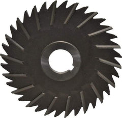 Made in USA - 5" Blade Diam x 3/16" Blade Thickness, 1" Hole, 36 Teeth, High Speed Steel Side Chip Saw - Staggered Tooth, Arbor Connection, Right Hand Cut, Uncoated, with Keyway - Exact Tool & Supply