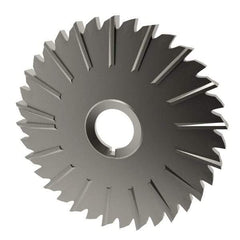 Made in USA - 5" Blade Diam x 1/4" Blade Thickness, 1" Hole, 36 Teeth, High Speed Steel Side Chip Saw - Staggered Tooth, Arbor Connection, Right Hand Cut, Uncoated, with Keyway - Exact Tool & Supply