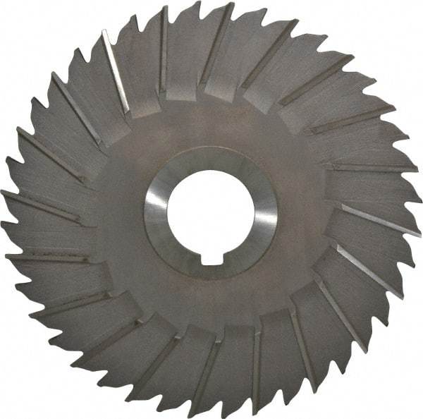 Made in USA - 6" Blade Diam x 5/32" Blade Thickness, 1-1/4" Hole, 40 Teeth, High Speed Steel Side Chip Saw - Staggered Tooth, Arbor Connection, Right Hand Cut, Uncoated, with Keyway - Exact Tool & Supply