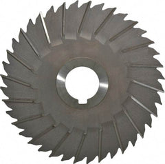 Made in USA - 6" Blade Diam x 5/32" Blade Thickness, 1-1/4" Hole, 40 Teeth, High Speed Steel Side Chip Saw - Staggered Tooth, Arbor Connection, Right Hand Cut, Uncoated, with Keyway - Exact Tool & Supply