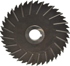 Made in USA - 6" Blade Diam x 3/16" Blade Thickness, 1" Hole, 40 Teeth, High Speed Steel Side Chip Saw - Staggered Tooth, Arbor Connection, Right Hand Cut, Uncoated, with Keyway - Exact Tool & Supply