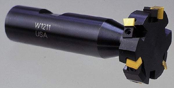 Cutting Tool Technologies - 3/8 Inch Cutting Width, 1.39 Inch Cutting Diameter, 6 Cutter Inserts, 3/4 Inch Shank Diameter, 1215 Insert Style, Indexable Keyseat Cutter - Inch Long Shank - Exact Tool & Supply