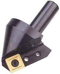Cutting Tool Technologies - 90° Included Angle, 1.1" Max Cut Diam, 1.1mm Body Diam, 1/2" Shank Diam, 2-3/8" OAL, Indexable Countersink - 0.28" LOC, 1 Square Insert, SPGH 433 Insert Style, Positive Rake, Series PC - Exact Tool & Supply