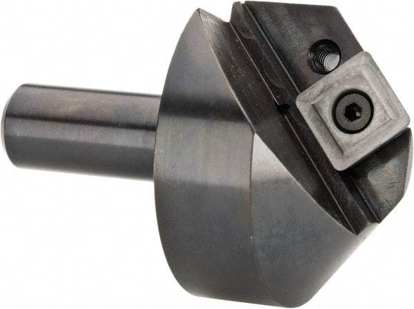 Cutting Tool Technologies - 100° Included Angle, 1.15" Max Cut Diam, 1.15mm Body Diam, 1/2" Shank Diam, 2-3/8" OAL, Indexable Countersink - 1/4" LOC, 1 Square Insert, SPGH 433 Insert Style, Positive Rake, Series PC - Exact Tool & Supply