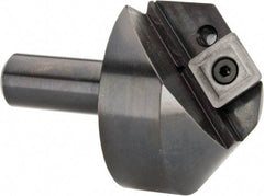 Cutting Tool Technologies - 100° Included Angle, 1.15" Max Cut Diam, 1.15mm Body Diam, 1/2" Shank Diam, 2-3/8" OAL, Indexable Countersink - 1/4" LOC, 1 Square Insert, SPGH 433 Insert Style, Positive Rake, Series PC - Exact Tool & Supply