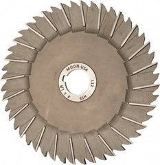 Made in USA - 8" Blade Diam x 1/4" Blade Thickness, 1-1/4" Hole, 48 Teeth, High Speed Steel Side Chip Saw - Staggered Tooth, Arbor Connection, Right Hand Cut, Uncoated, with Keyway - Exact Tool & Supply