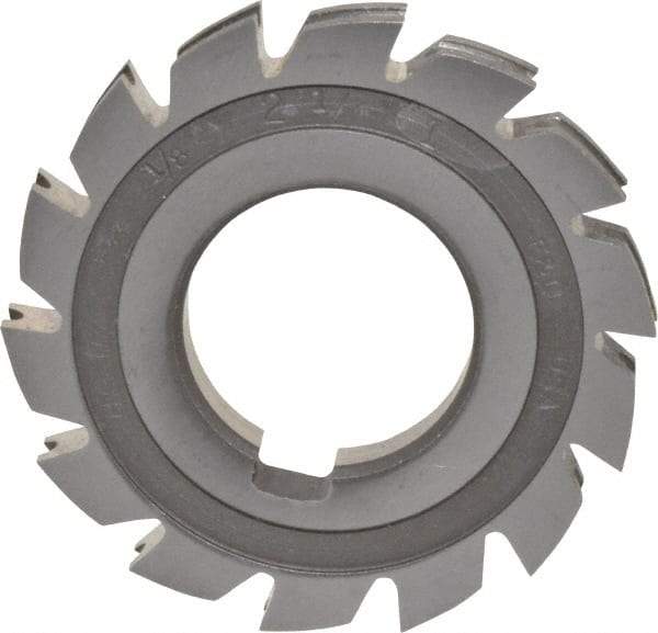 Made in USA - 1/16" Radius, 1/8" Circle Diam, 2-1/4" Diam x 0.26" Wide Cut, High Speed Steel Concave Radius Cutter - 2-1/4" OAL, Arbor Connection, Uncoated, Form Relieved, 10 Teeth - Exact Tool & Supply
