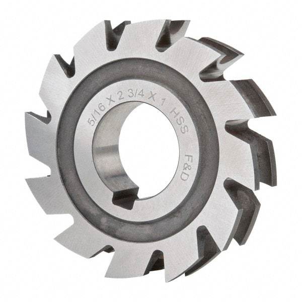 Made in USA - 5/32" Radius, 5/16" Circle Diam, 2-3/4" Diam x 0.572" Wide Cut, High Speed Steel Concave Radius Cutter - 2-3/4" OAL, Arbor Connection, Uncoated, Form Relieved, 10 Teeth - Exact Tool & Supply