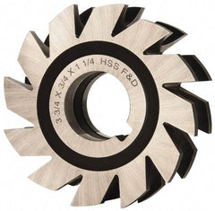 Made in USA - 3/8" Radius, 3/4" Circle Diam, 3-3/4" Diam x 1.197" Wide Cut, High Speed Steel Concave Radius Cutter - 3-3/4" OAL, Arbor Connection, Uncoated, Form Relieved, 10 Teeth - Exact Tool & Supply