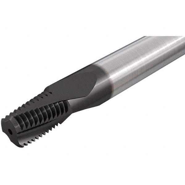 Iscar - 1 - 11-1/2 NPT, 3/4" Cutting Diam, 4 Flute, Solid Carbide Helical Flute Thread Mill - Internal/External Thread, 1.17" LOC, 4" OAL, 3/4" Shank Diam - Exact Tool & Supply