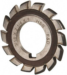 Made in USA - 3/16" Radius, 3/16" Circle Diam, 2-1/4" Cutter Diam, Arbor Connection, Convex Radius Cutter - High Speed Steel, Uncoated, Form Relieved, 14 Teeth - Exact Tool & Supply