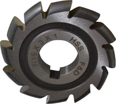 Made in USA - 7/32" Radius, 7/16" Circle Diam, 3" Cutter Diam, Arbor Connection, Convex Radius Cutter - High Speed Steel, Uncoated, Form Relieved, 12 Teeth - Exact Tool & Supply