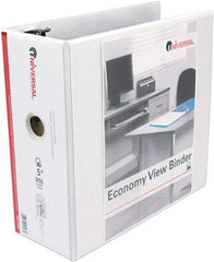 UNIVERSAL - 5" Sheet Capacity, 11 x 8-1/2", View Ring Binder - Vinyl, White - Exact Tool & Supply