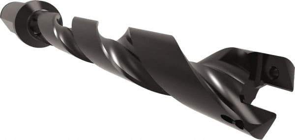 Allied Machine and Engineering - Series 22, 22 to 24mm Diam, 1" Diam Straight Shank with Flange, Helical Flute Spade Drill - 6-39/64" Max Depth, 7-59/64" Body Length, 10-13/64" OAL, Standard Length, Through Coolant - Exact Tool & Supply