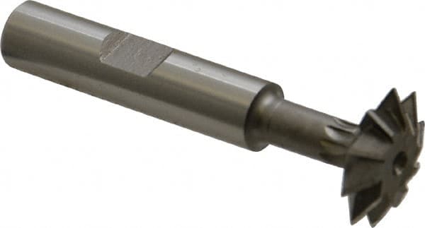 Made in USA - 3/4° 3/4" Cut Diam, 3/16" Cut Width, 3/8" Shank, High Speed Steel Double-Angle Cutter - Exact Tool & Supply