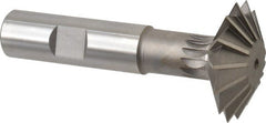 Made in USA - 1-1/2° 1-1/2" Cut Diam, 1/2" Cut Width, 5/8" Shank, High Speed Steel Double-Angle Cutter - Exact Tool & Supply