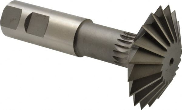 Made in USA - 2-1/4° 2-1/4" Cut Diam, 3/4" Cut Width, 7/8" Shank, High Speed Steel Double-Angle Cutter - Exact Tool & Supply