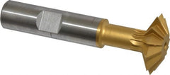 Made in USA - 1° 1" Cut Diam, 5/16" Cut Width, 1/2" Shank, High Speed Steel Double-Angle Cutter - Exact Tool & Supply