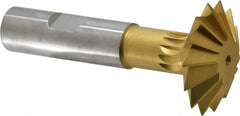 Made in USA - 1-1/2° 1-1/2" Cut Diam, 1/2" Cut Width, 5/8" Shank, High Speed Steel Double-Angle Cutter - Exact Tool & Supply