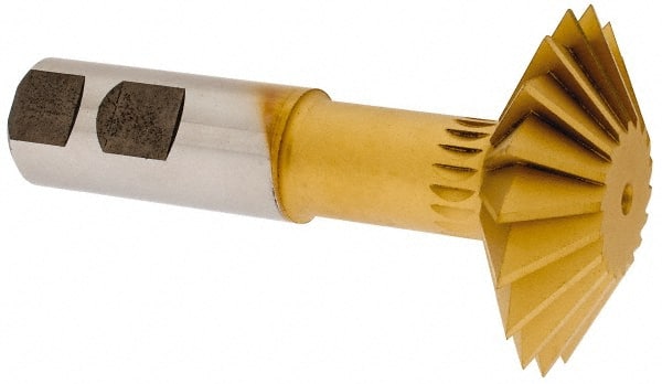 Made in USA - 2-1/4° 2-1/4" Cut Diam, 3/4" Cut Width, 7/8" Shank, High Speed Steel Double-Angle Cutter - Exact Tool & Supply
