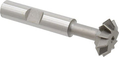 Made in USA - 3/4° 3/4" Cut Diam, 1/4" Cut Width, 3/8" Shank, High Speed Steel Double-Angle Cutter - Exact Tool & Supply