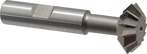 Made in USA - 1° 1" Cut Diam, 3/8" Cut Width, 1/2" Shank, High Speed Steel Double-Angle Cutter - Exact Tool & Supply