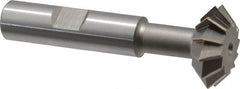 Made in USA - 1° 1" Cut Diam, 3/8" Cut Width, 1/2" Shank, High Speed Steel Double-Angle Cutter - Exact Tool & Supply