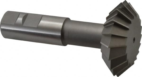 Made in USA - 2-1/4° 2-1/4" Cut Diam, 3/4" Cut Width, 7/8" Shank, High Speed Steel Double-Angle Cutter - Exact Tool & Supply