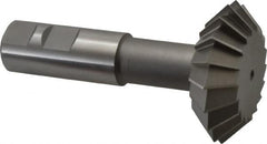 Made in USA - 2-1/4° 2-1/4" Cut Diam, 3/4" Cut Width, 7/8" Shank, High Speed Steel Double-Angle Cutter - Exact Tool & Supply