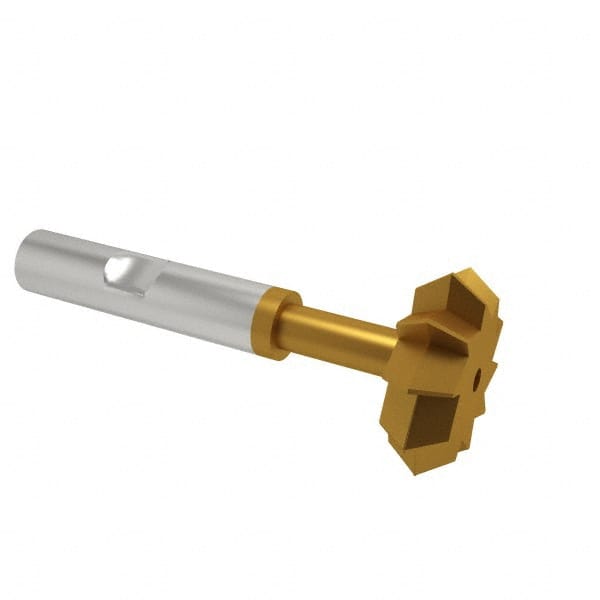 Made in USA - 3/4° 3/4" Cut Diam, 1/4" Cut Width, 3/8" Shank, High Speed Steel Double-Angle Cutter - Exact Tool & Supply