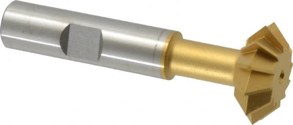 Made in USA - 1° 1" Cut Diam, 3/8" Cut Width, 1/2" Shank, High Speed Steel Double-Angle Cutter - Exact Tool & Supply