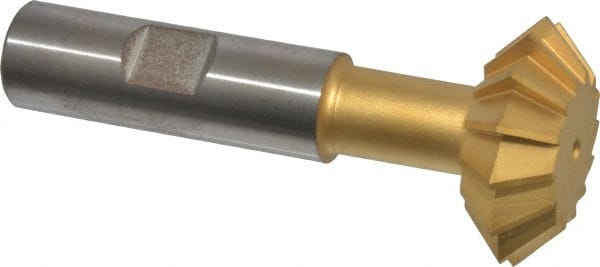 Made in USA - 1-3/8° 1-3/8" Cut Diam, 1/2" Cut Width, 5/8" Shank, High Speed Steel Double-Angle Cutter - Exact Tool & Supply