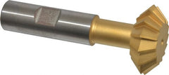 Made in USA - 1-3/8° 1-3/8" Cut Diam, 1/2" Cut Width, 5/8" Shank, High Speed Steel Double-Angle Cutter - Exact Tool & Supply