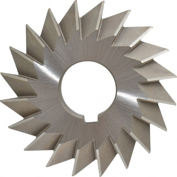 Made in USA - 4° 4" Cut Diam, 3/4" Cut Width, 1-1/4" Arbor, High Speed Steel Double-Angle Cutter - Exact Tool & Supply