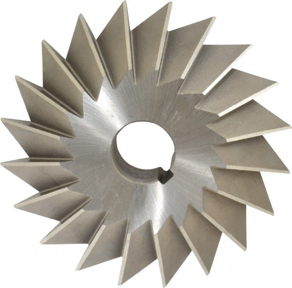 Made in USA - 6° 6" Cut Diam, 1-1/2" Cut Width, 1-1/4" Arbor, High Speed Steel Double-Angle Cutter - Exact Tool & Supply