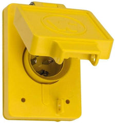 Value Collection - 125 VAC, 20 Amp, 5-20P NEMA, Ungrounded Receptacle - 2 Poles, 3 Wire, Male End, Yellow - Exact Tool & Supply