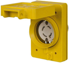Value Collection - 480 VAC, 20 Amp, L16-20R NEMA, Self Grounding Receptacle - 3 Poles, 3 Wire, Female End, Yellow - Exact Tool & Supply