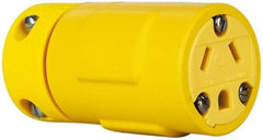 Value Collection - 277 VAC, 15 Amp, 7-15 NEMA, Straight, Ungrounded, Industrial Grade Connector - 2 Pole, 3 Wire, Rubber, Yellow - Exact Tool & Supply