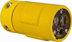 Value Collection - 125 VAC, 15 Amp, 5-15 NEMA, Straight, Ungrounded, Industrial Grade Connector - 2 Pole, 3 Wire, 1 Phase, Rubber, Yellow - Exact Tool & Supply