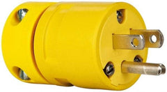 Value Collection - 125 VAC, 15 Amp, 5-15 NEMA, Straight, Ungrounded, Industrial Grade Plug - 2 Pole, 3 Wire, 1 Phase, Rubber, Yellow - Exact Tool & Supply