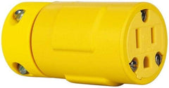 Value Collection - 125 VAC, 15 Amp, 5-15 NEMA, Straight, Ungrounded, Industrial Grade Connector - 2 Pole, 3 Wire, 1 Phase, Rubber, Yellow - Exact Tool & Supply