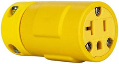 Value Collection - 125 VAC, 20 Amp, 5-20 NEMA, Straight, Ungrounded, Industrial Grade Connector - 2 Pole, 3 Wire, 1 Phase, Rubber, Yellow - Exact Tool & Supply